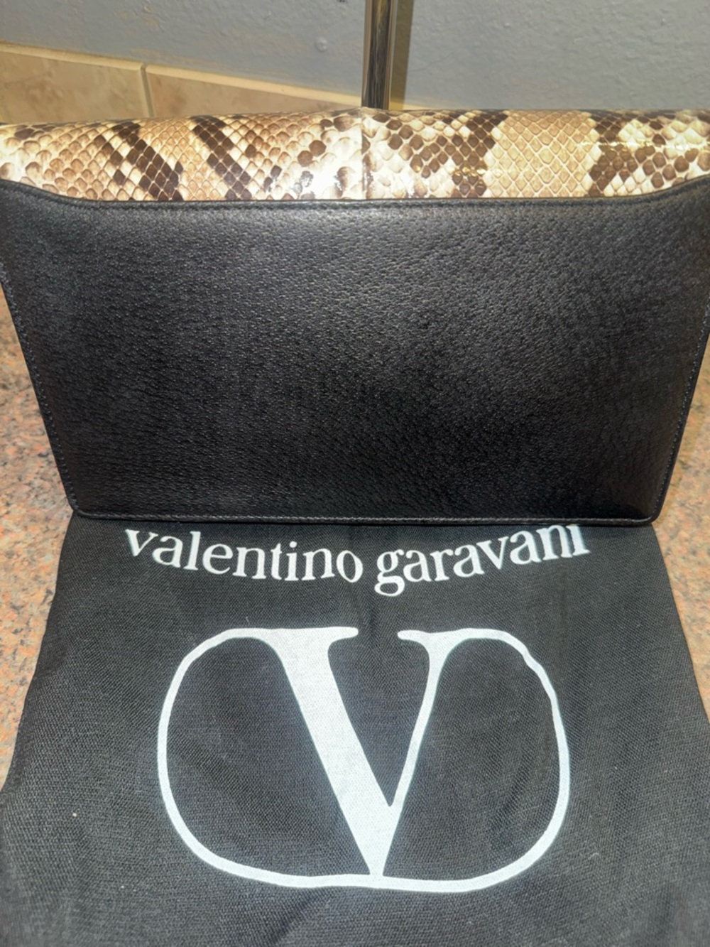Valentino Garavani Python-Print Flap Crossbody with the COA - Picture 3 of 13